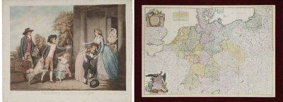 Rare stampe dal XVII al XX secolo, mappe e vedute di città dal XVII al XIX secolo.