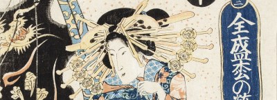 Aukcia japonských drevorezov z obdobia ukiyo-e.