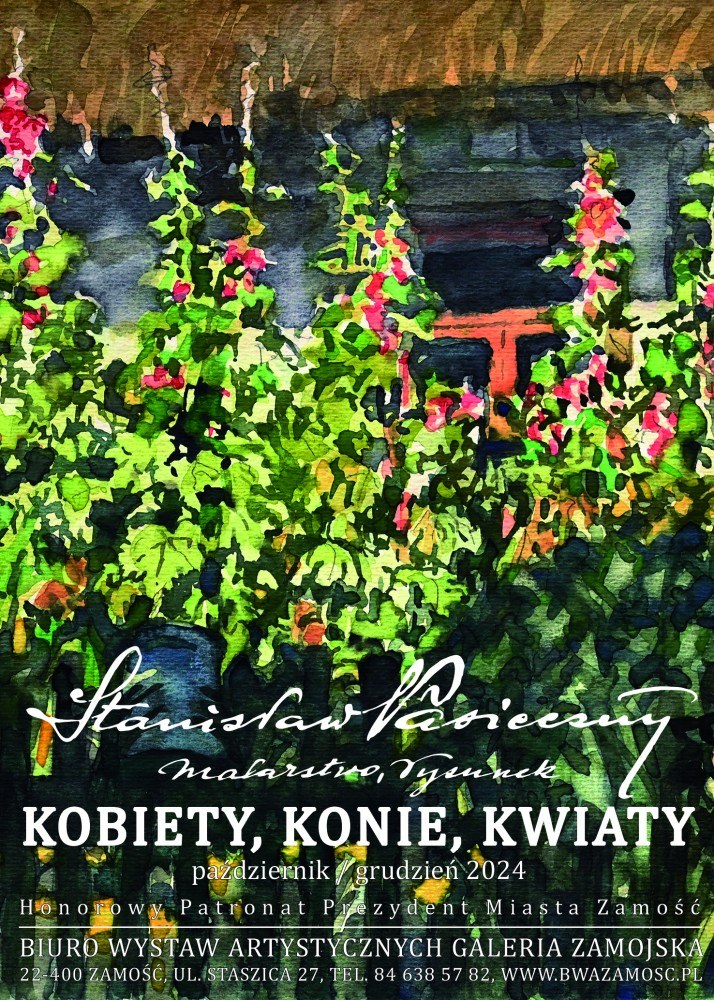 Stanisław Pasieczny Kobiety Konie Kwiaty- malarstwo, rysunek
