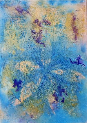 Joanna Wieniawa-Narkiewicz, „Warstwy obecności” – abstrakcja organiczna, akryl na płótnie, 50 × 70 cm