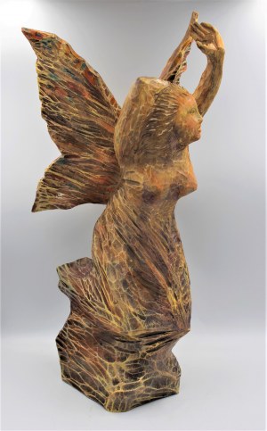 Krzysztof Śliwka (ur.1965), Marzenie rzeźba drewno lipowe polichromowane, 2023