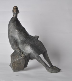 Józef Polewka (ur.1963), Złota łyżeczka, rzeźba z brązu na wosk tracony, unikat, 2022