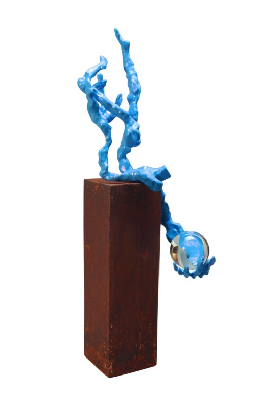 Tomasz Koclęga (ur.1968), Pervenire Impossible BLUE,  rzeźba lakierowany brąz,  edycja 1 z 6, 2021,