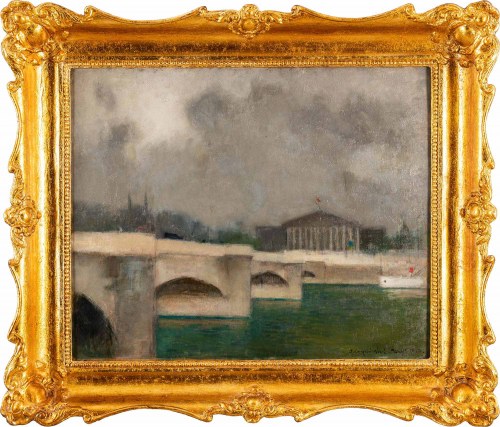 Alfons Karpiński (1875-1961), Widok przez Pont de la Concorde na Chambre des Députés w Paryżu, 1912