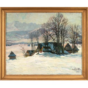 Michał Stańko (1901-1969), Pejzaż górski z chatami, 1953