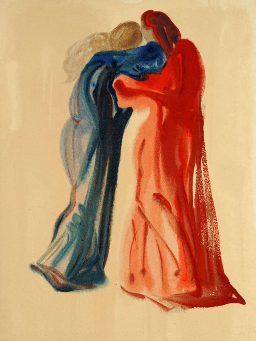 Salvador Dalí (1904-1989), Spotkanie Dantego i Beatrycze (Czyściec, Pieśń XXIX) z cyklu: Dante, Boska komedia, 1951-60