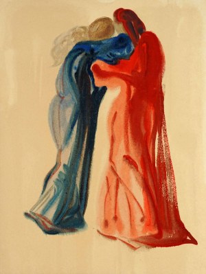 Salvador Dalí (1904-1989), Spotkanie Dantego i Beatrycze (Czyściec, Pieśń XXIX) z cyklu: Dante, Boska komedia, 1951-60