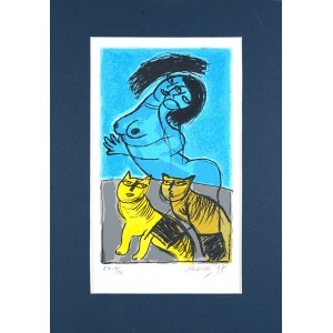 Corneille, właśc. Guillaume Cornelis van Beverloo (1922-2010), Kobieta i koty, 1997