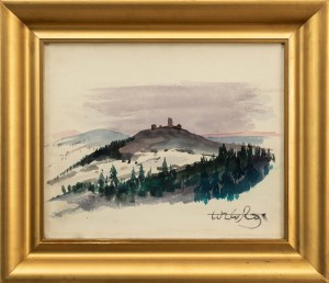 Wiktor Zin (1925-2007), Pejzaż z zamkiem w Chęcinach