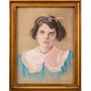 Antoni Waśkowski (1885 Kraków - 1966), Portret dziewczynki z kokardą we włosach