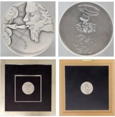 Salvador Dali, Srebrny dwustronny medal’ z serii 10 przykazań, średnica 5cm