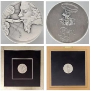 Salvador Dali, Srebrny dwustronny medal’ z serii 10 przykazań, średnica 5cm