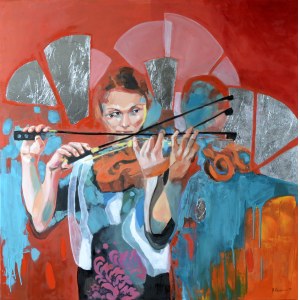 Anna Masiul-Gozdecka, Pierwsze skrzypce, 100x100, 2018