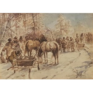 J. KONARSKI [1850-1918], Zimowe polowanie
