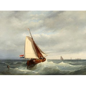 Johan Coenraad LEICH [1823-1890], Żeglując po wzburzonym morzu, 1878 r.