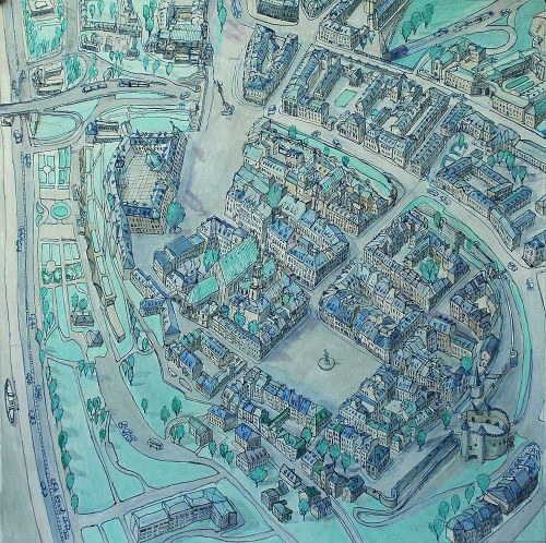 Czesław Piotr Szczepański (ur. 1953), Starówka in blue, 2020