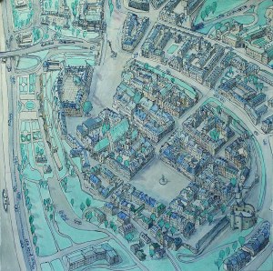 Czesław Piotr Szczepański (ur. 1953), Starówka in blue, 2020