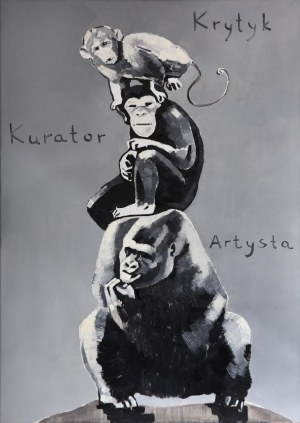 The Krasnals, digigraphie na papierze, 2023, 60 x 42 cm, ed. .../19, wg obrazu The Krasnals, Piramida zwierząt / na podstawie pracy Katarzyny Kozyry. 2008. Olej na płótnie. 92 x 65 cm
