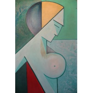 Maria Ginter, Bez tytułu, lata 60, 61 x 91 cm, technika mieszana na płycie