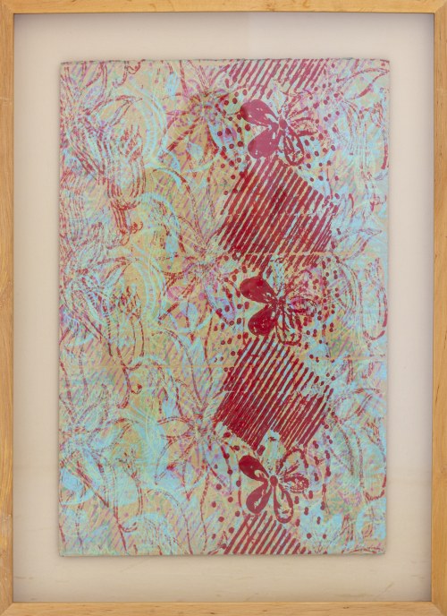 Andrzej Szewczyk, Bez tytułu, ok. 2000-2001, emulsja wielobarwna, wielowarstwowa, wałek malarski na tekturze falistej z licem, wym. arkusza 58,7 x 39cm, w opr. 74 x 53,5 x 3,5 cm