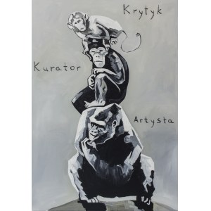 The Krasnals, Piramida zwierząt / na podstawie pracy Katarzyny Kozyry, 2008, olej na płótnie, 92 x 65 cm, sygn tył.