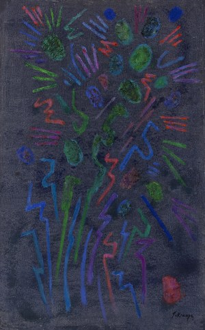 Janina Kraupe-Świderska, Błyski nocy, 1967, technika mieszana na płótnie, 92 x 58,5 cm, opr. 94 x 60 cm