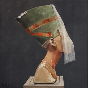 The Krasnals, digigraphie na papierze, 2023, 60 x 60 cm, ed. .../19, wg obrazu The Krasnals Nefertiti / Piękno zakryte / z cyklu Piękno w Sztuce. 2012. Olej na płótnie. 40 x 40 cm