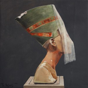 The Krasnals, digigraphie na papierze, 2023, 60 x 60 cm, ed. .../19, wg obrazu The Krasnals Nefertiti / Piękno zakryte / z cyklu Piękno w Sztuce. 2012. Olej na płótnie. 40 x 40 cm