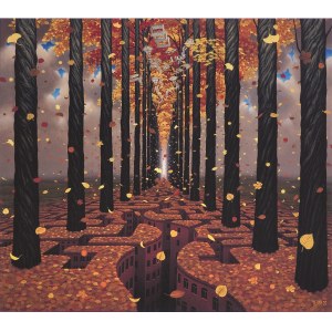 Jacek Yerka, Jesienny Labirynt, ed. 3/50, giclee, papier Hahnemuhle German Etching 310g, wymiar zadruku: 54 x 61 | wymiar arkusza 59,5 x 66,5 cm