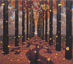 Jacek Yerka, Jesienny Labirynt, ed. 3/50, giclee, papier Hahnemuhle German Etching 310g, wymiar zadruku: 54 x 61 | wymiar arkusza 59,5 x 66,5 cm
