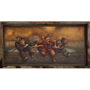 Jerzy Duda-Gracz, Jeźdźcy Apokalipsy czyli fucha, ed. .../20, 1977/2021, digigraphie na papierze, 50 x 95 cm