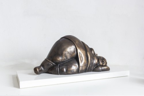 Jerzy Duda-Gracz, rzeźba według obrazu Jerzego Dudy-Gracza Józefowi Chełmońskiemu, ed. 1/8, brąz patynowany, 1979/2021