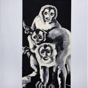 The Krasnals, Małpy z białymi bananami, 2010, praca w limitowanej edycji, serigrafia na płótnie, 50 x 50 cm, sygn. na odwrociu