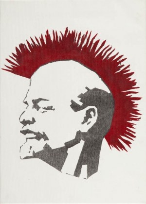 Dariusz Paczkowski, Lenin, 1987/2012 r., ręczny szablon, akryl, serigrafia/płótno, 70 x 50 cm, opisany na odwrociu.