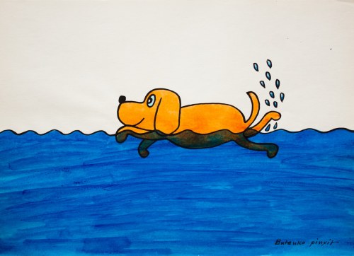 Bohdan Butenko, Bez tytułu, 2015, 55 x 40 cm (pies w wodzie)