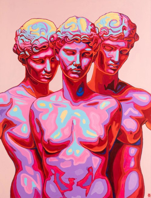 Michał Cieślukowski, Virgines Capitales, akryl, płótno, 130 x 110 cm, 2024