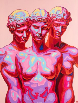 Michał Cieślukowski, Virgines Capitales, akryl, płótno, 130 x 110 cm, 2024