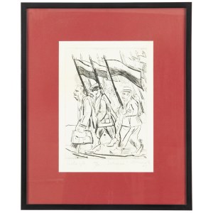 EDWARD DWURNIK, Szturm, sucha igła, papier, 34 x 24 cm, sygnowany, 1985