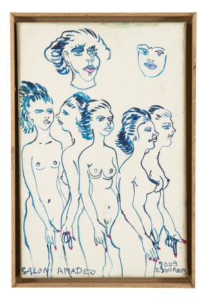 EDWARD DWURNIK, Salon Amadeo, Akryl, płotno, 41 x 27 cm, sygnowany, pieczęć autorska, odwrocie, 2009