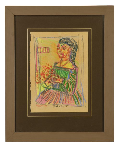 EDWARD DWURNIK, Szkic do obrazu, ołowek, papier, kredka, 29 x 21 cm, sygnowany, pieczęć autorska, 1965