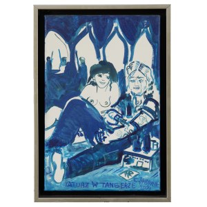 EDWARD DWURNIK, Tatuaż w Tangerze, akryl, płótno, 41 x 27 cm, sygnowany, pieczęć autorska odwrocie, 2009