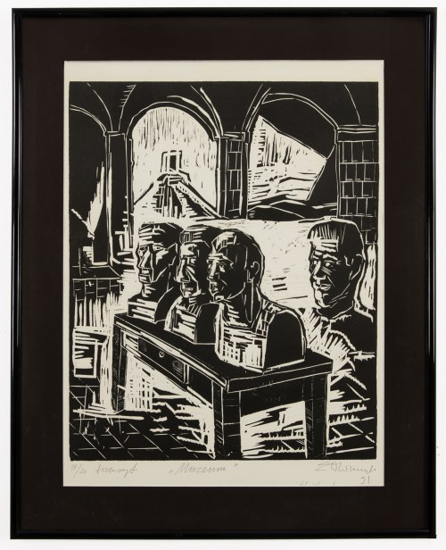 EDWARD DWURNIK, Muzeum, drzeworyt, papier, 64 x 48 cm, 1991
