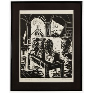 EDWARD DWURNIK, Muzeum, drzeworyt, papier, 64 x 48 cm, 1991