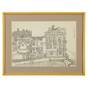 EDWARD DWURNIK, Kielce, ołówek, papier, 29 x 49 cm, 1965