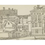 EDWARD DWURNIK, Kielce, ołówek, papier, 29 x 49 cm, 1965