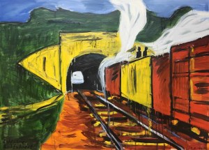 Zdzisław Nitka, Pociąg do Kowna, 100 x 140 cm, 2017