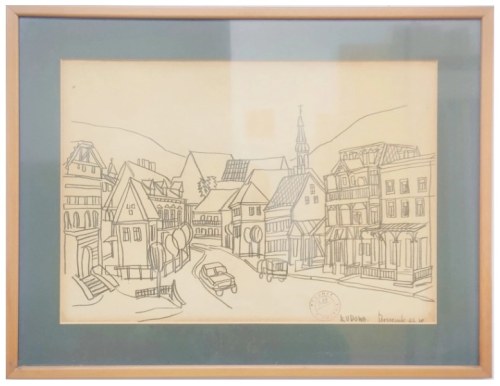 EDWARD DWURNIK, Kudowa, ołówek, papier, 29 x 41 cm, 1966