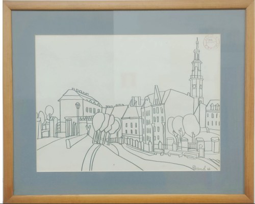 EDWARD DWURNIK, Poznań, Ołówek, papier, 29 x 41 cm, 1967