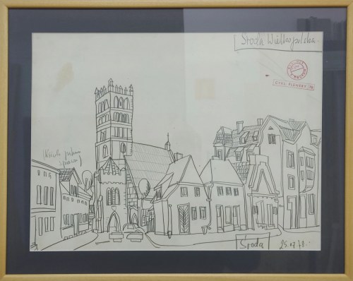 EDWARD DWURNIK, Środa Wielkopolska, Ołówek, papier, 37 x 49 cm, 1978