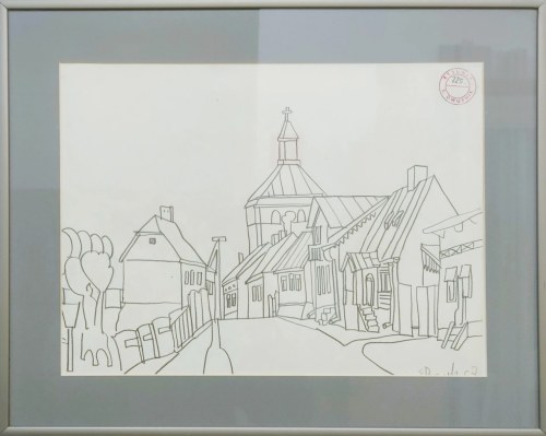 EDWARD DWURNIK, Sierpc, ołówek, papier, 29 x 39 cm, 1967